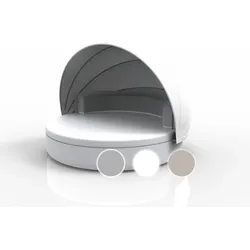 Vondom »ULM« Outdoor Daybed mit fester Rückenlehne inkl. Faltdach White mit Bezug Silvertex White 4004 / Basic Matt / Sunvision Ecru