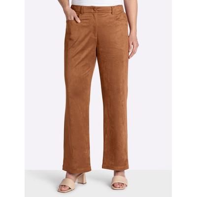 Lederimitathose SHEEGO, Damen, Gr. 50, Normalgrößen, cognac, 90% Polyester, 10% Elasthan, unifarben, Hosen