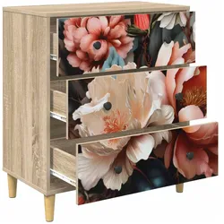 vidaXL, Kommode + Sideboard, Kommode BORNE Licht Pfingstrose Druck 66 x 36,5 x 75 cm Sonoma (36.50 x 66 x 75 cm)