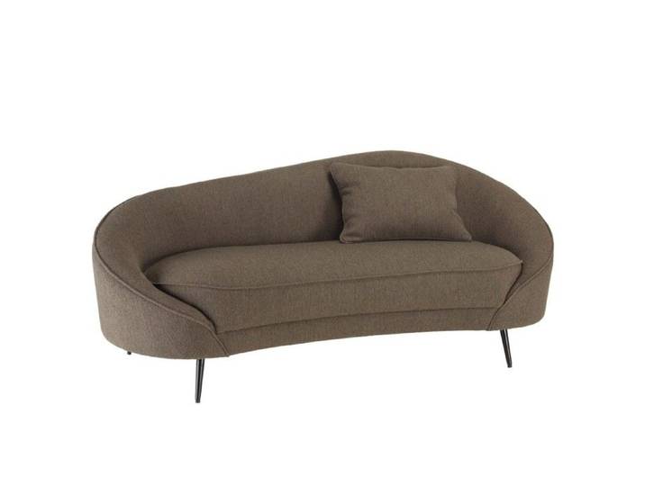 MACABANE LEOPOLD - Canapé 3 p. tissu bouclette taupe dossier incurvé pieds métal LEOPOLD