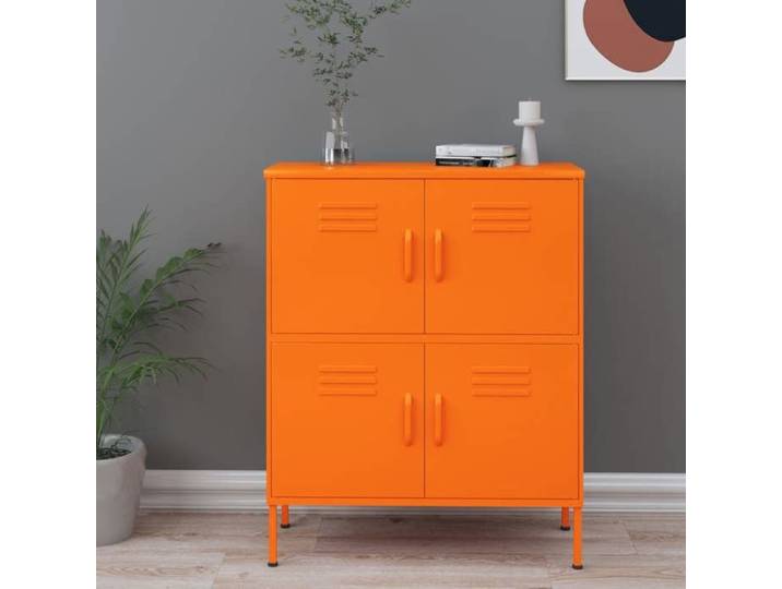Vintage Vaisselier Buffet de rangement - Orange - Armoire de rangement Orange 80x35x101 5cm Acier _009688230