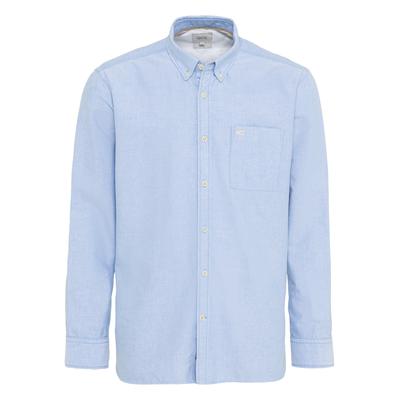 Langarmhemd CAMEL ACTIVE, Herren, Gr. L, N-Gr, blau (sky blau), Stoff, Obermaterial: 100% Baumwolle, unifarben, regular fit normal, Rundhals, 2-Knopf-Manschette, Hemden, mit Button-Down-Kragen
