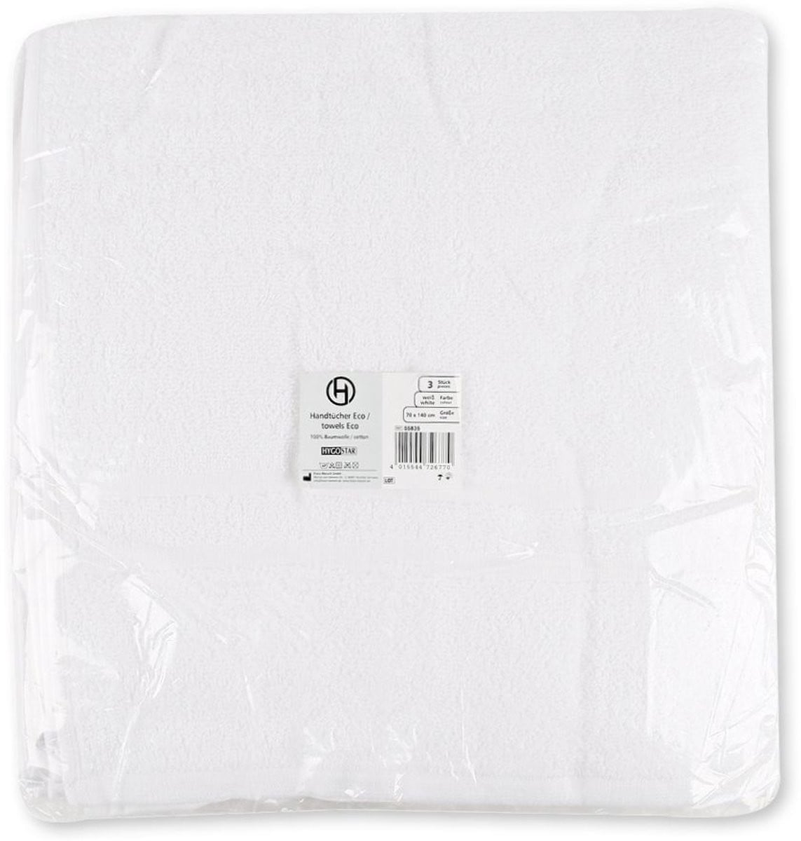 Hygostar handdoek Eco wit van katoen, 70 x 140 cm
