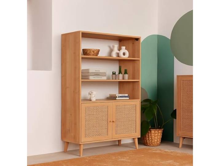 Dmora Sideboard Castalia 90x40x110 cm Braun 4 Böden 2 Türen