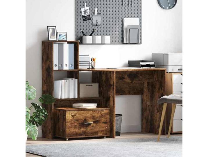 BEWI®Bureau secrétaire Table d'écriture - Bureau informatique Chêne fumé 131 5x50x106 5 cm - Bois d'ingénierie FR279427