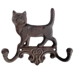 Wandgarderobe Gusseisen Antik Rostlook Katze mit 2 Haken
