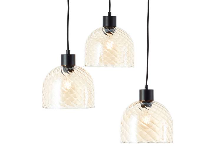 Pendelleuchte Rund Ø 51cm Schwarz Eisen, lackiert Farbglas E27