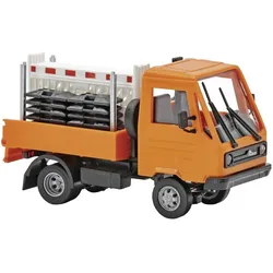 Busch 42254 H0 LKW Modell Multicar M26 mit Schrankenzauntransportgestell, Orang
