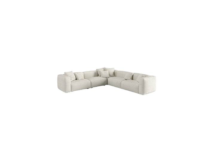 Modulares, 6-Sitzer Design Ecksofa „Martina“ Bouclé Greige Melange Micadoni
