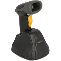 Delock 2,4 GHz Barcode Scanner 1D und 2D mit Ladestation - Mehrsprachig (1D-Barcodes, 2D-Barcodes, QR-Code), Barcode Scanner, Schwarz