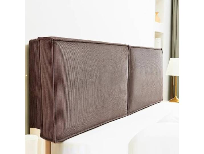 Gleedipre Französischer Stil Bettseitenkissen Hautfreundlicher Cord Kollisionssicher Abnehmbar Bettkopfteil Weich gepolsterte Rückenlehne(Kaffee,180x60cm/Hat EIN Kopfteil)