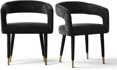 Housely Upholstered Open-Back Desk Office Chairs with Gold-Finish Legs(Set of 2)