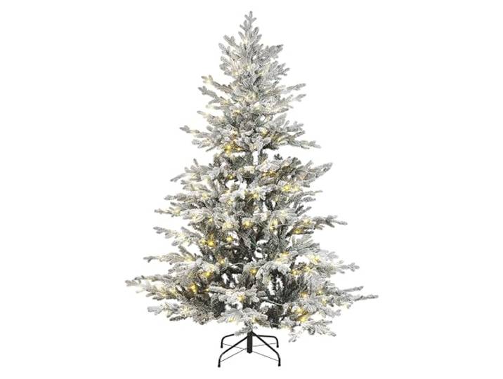 Künstlicher Weihnachtsbaum grün/weiß 180 cm mit LED Lichtern Kunstschnee Brisco