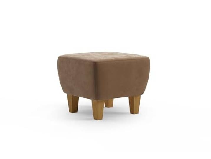 Cavadore Hocker Vida / Polsterhocker mit massiven Holzfüßen in Eiche / 52 x 46 x 52 / Mikrofaser, Hellbraun