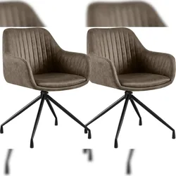 CLP 2er Set Esszimmerstühle Welby Vintage Kunstleder HBT: 81x58x58 cm grau Vintage Kunstleder