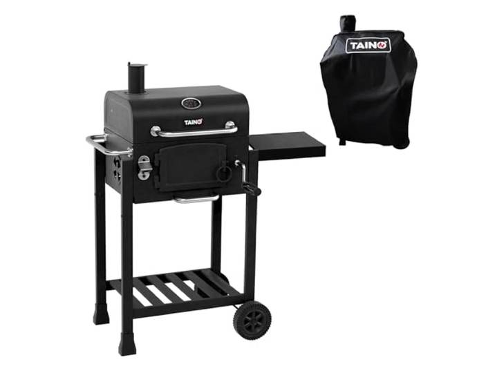 TAINO HERO Set Smoker klein BBQ Grillwagen Holzkohle-Grill Gasgrill Kombi-Grill Grillwagen Abdeckhaube