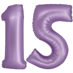 XL Folienballon lavendel Zahl 15