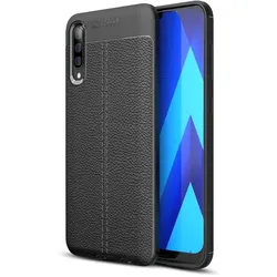 Screenguard Samsung Galaxy A70 Hülle Leather Design TPU Cover (Samsung Galaxy A70), Smartphone Hülle, Schwarz