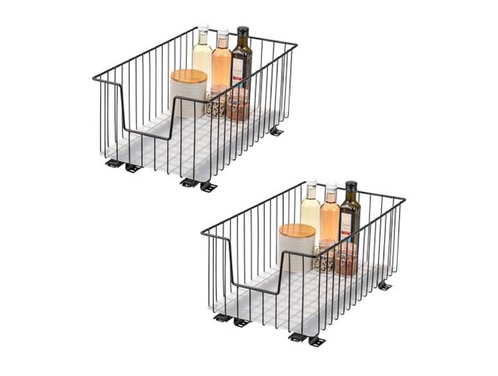 bremermann Schrank-Korbauszug 2er Set 30 cm Breite mit Einlegeboden, Küchenschublade zum Nachrüsten, Vollauszug mit Teleskop-Schienen, ideal für Küche, Bad & Schlafzimmer, aus Metall (Schwarz)
