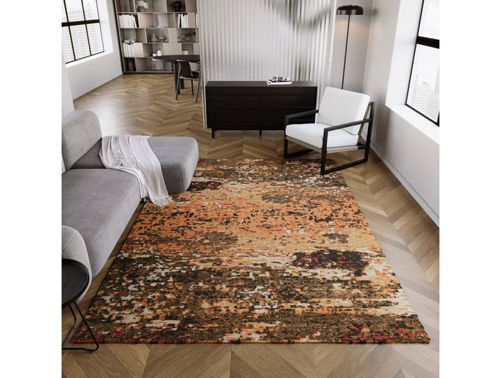 Teppich ESPRIT East Village , braun, B:140cm H:6mm L:200cm, Schurwolle, Teppiche, Teppich, Wollteppich, Vintage, gewebt, kurzflor, edel, Wohnzimmer, boho