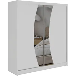 SCHWEBETÜRENSCHRANK 200 - VERONA - Weiß mit Spiegel