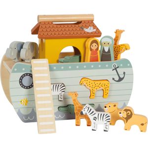small-foot Motorikspielzeug 12456, Arche Noah Safari, Steckspiel aus Holz, ab 1 Jahr