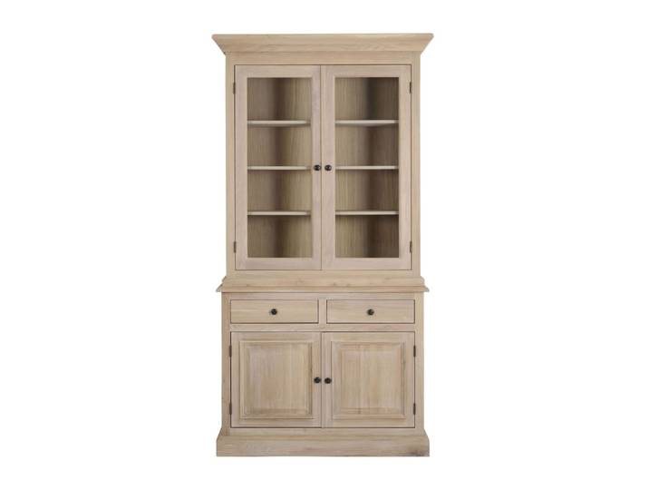 Vaisselier en chêne blanchi 2 portes vitrées 2 tiroirs 2 portes bois