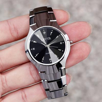 Youfap Market Luxury Stainless Steel Waterproof Quartz Watches, Calendar Date Lovers Couple Watch men silver Black