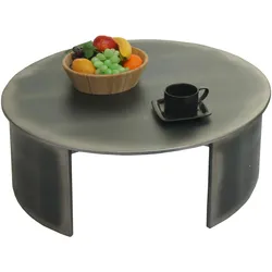 Couchtisch HWC-L74, Beistelltisch Wohnzimmertisch, MVG-zertifiziert Industrial, rund Ø80cm, Metall-Optik gebürstet