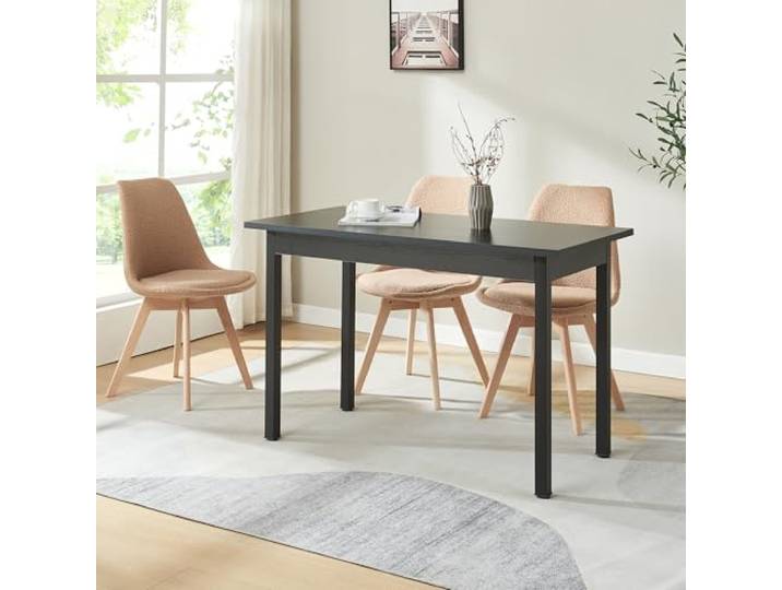 [en.casa] Moderner Esstisch Den HAAG Schwarz 120x60x75 cm 4 Personen Tisch Esszimmertisch Küchentisch