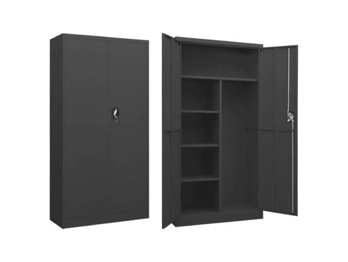 KFPOERTFGD Spindschrank Stahl, 90x40x180 cm Industriedesign, Anthrazit 2 Türen, 4 Einlegeböden, 3-Punkt-Verriegelung, Vielseitiger Stauraum