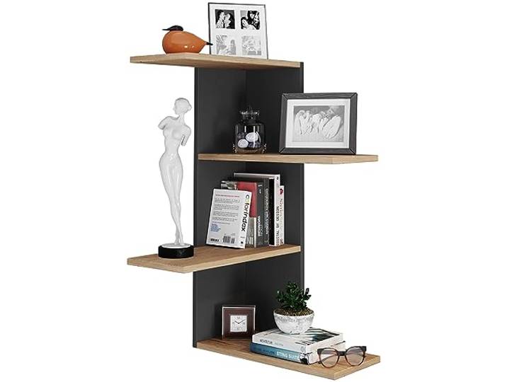 VCM Houten wandplank Hangende plank Hoekplank Wandplank Plank Balos Houten wandplank Hangende plank Hoekplank Wandplank Plank Balos Zwart/honing eik