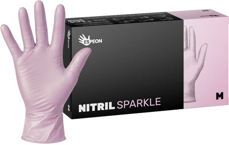 Espeon Nitril Sparkle Pearlescent Pink gants non poudrés en nitrile taille M 2x50 pcs