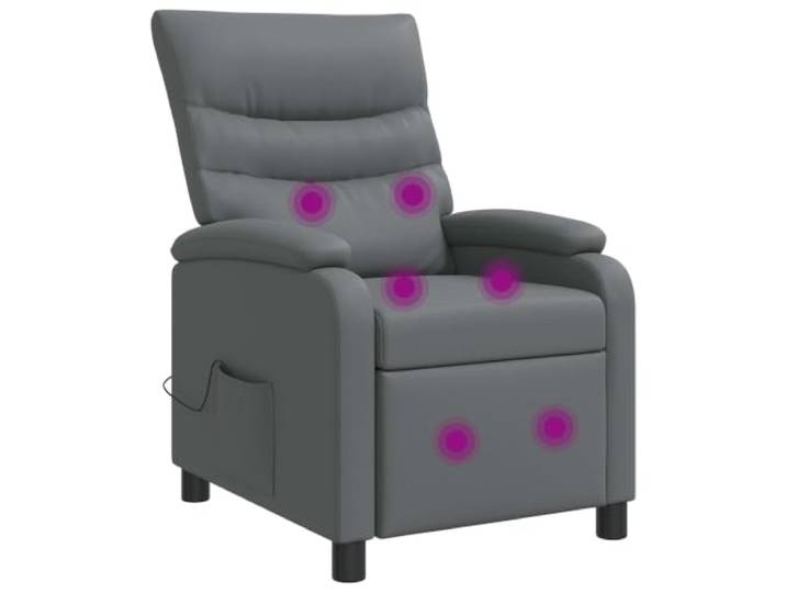 Massage Relaxsessel Grau Kunstleder mit Verstellbarer Rückenlehne Metall- und Holzwerkstoffrahmen, Schaum- und Faserfüllung, pflegeleicht, 115° bis 160°
