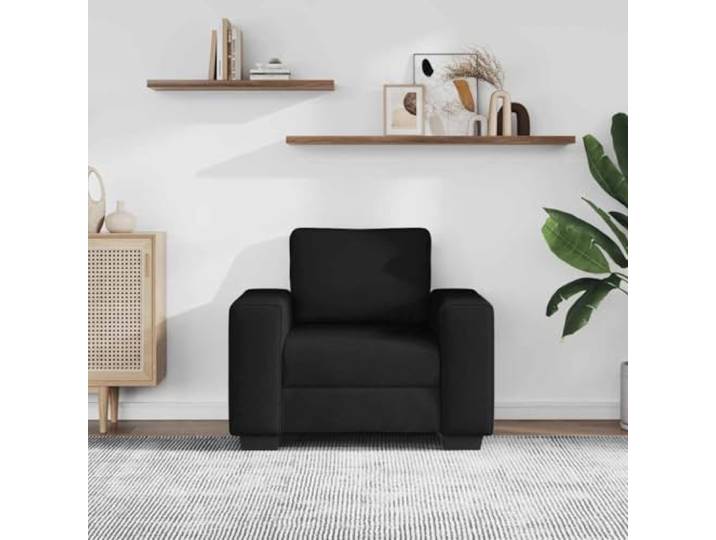 KTHLBRH Gepolsterter Sessel, schwarz, 100 x 77 x 82 cm Stoff 100 % Polyester, Struktur Holz und Metall, Schaumstoff, für Wohnzimmer und Gästezimmer