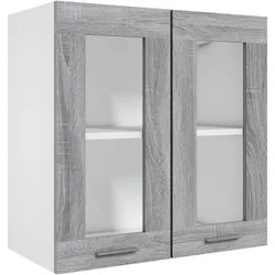 vidaXL Hängeschrank Glas Grau Sonoma 60x31x60 cm Holzwerkstoff