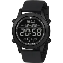 KHS PLABSD.SB Digital-Herrenuhr Platoon Schwarz Silikonband