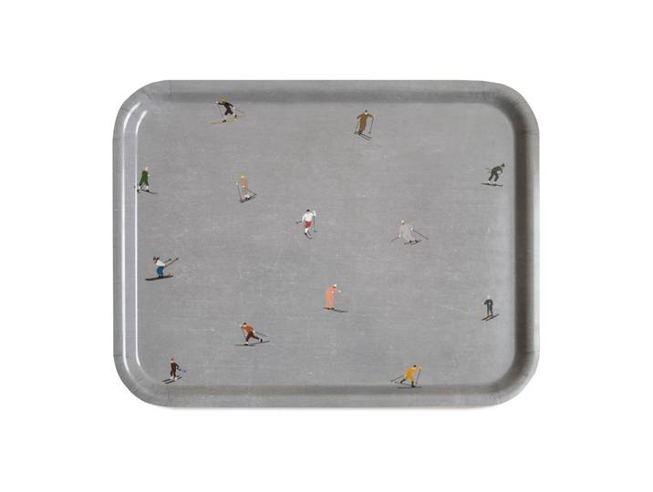 Fine Little Day Plateau Skiers 33x43 cm Gris