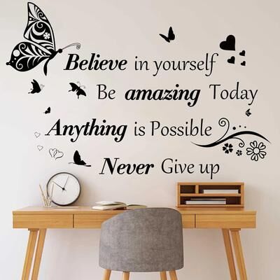 Uplift Essentials Inspirational Motivational Wall Decals   Positive Word & Butterfly Peel and Stick Decor Inspirational Motivational Wall Decals   Positive Word & Butterfly Peel and Stick Decor