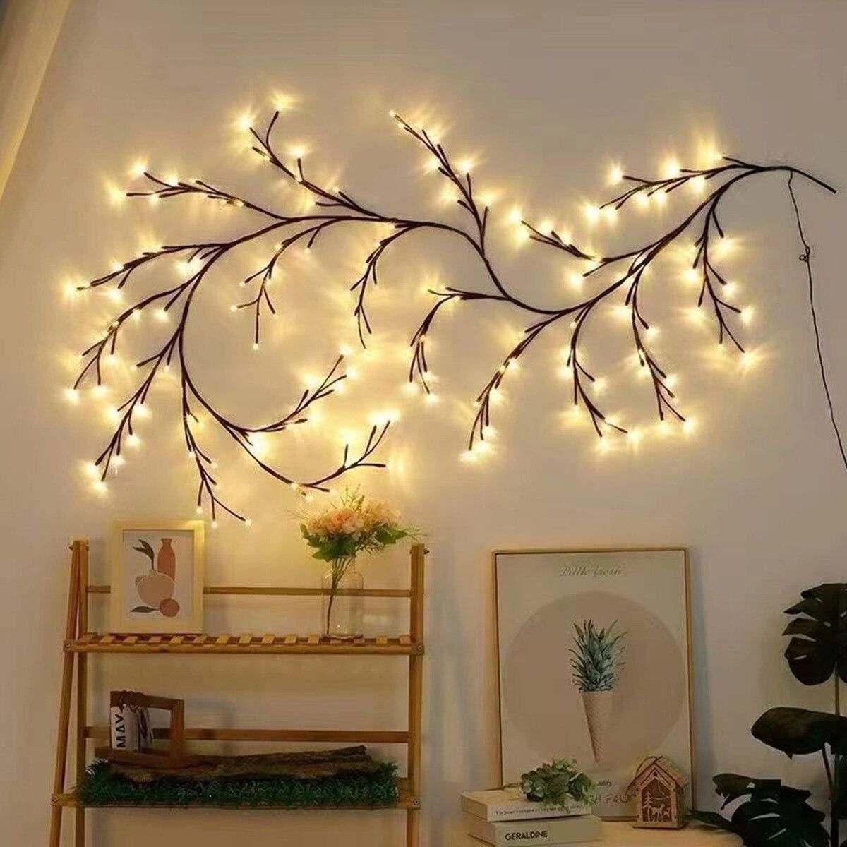 INF 48-LED-Rankenlicht mit 8 Modi, flexibler Kirschblütenzweig für dekorative Innenraum-Wandbeleuchtung 2,3 m