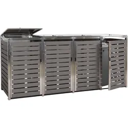 4er Mülltonnenverkleidung MCW-K14, Mülltonnenbox, 120x264x85cm WPC Edelstahl 128kg ~ anthrazit