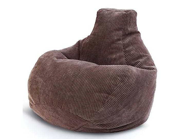 Green Bean® Sitzsack mit Rückenlehne 80x80x90cm - Gaming Chair mit 230L Füllung Cordstoff - Bean Bag Bodenkissen Lounge Sitzhocker Relax-Sessel Gamer Gamingstuhl Dunkelgrau