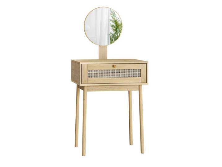 Coiffeuse bohème tiroir en rotin avec miroir (sans tabouret)