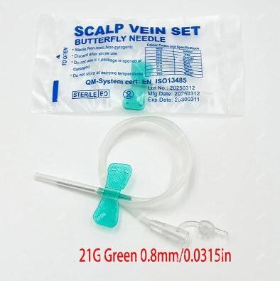 Uplift Picks Disposable Pet IV Infusion Butterfly Needle For Veterinary Fluid Therapy green (21g) 100 Pcs