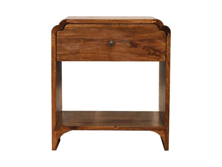 Artisan Furniture Nachttisch Newton, 1-Schublade, 1 Offenes Fach, Braun, Holz, Echtholz,Mangoholz, Holz Optik, Rechteckig, 45x50x35 cm, Schlafzimmer, Nachttische