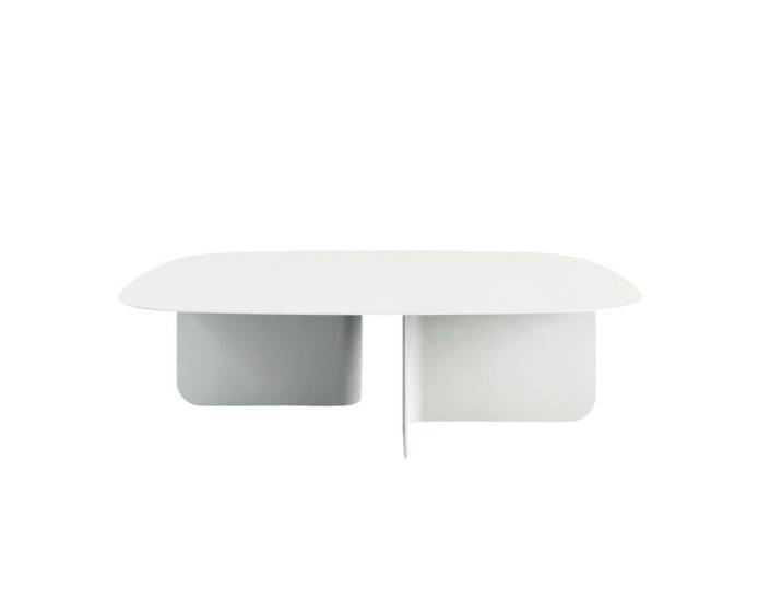 Metallbude Livia Couchtisch mit organischer Form aus Metall - Metall weiß pulverbeschichtet Industrial, Modern