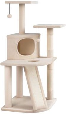 Costway 44 Inch Tall Kitten Tower with Condo and 2 Plush Perches-Beige