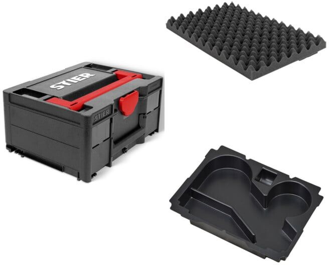 Set STIER Systainer³ II Black Edition + Deckelpolster genoppt + Systainer-Tiefzieheinsatz