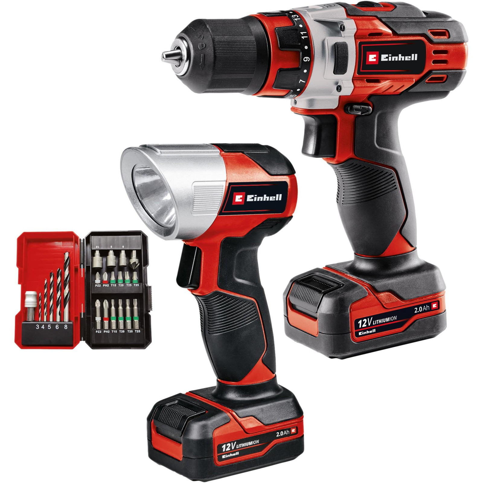 Einhell Accuboormachine-schroefmachine set TE-CD 12/1 Li +22+CL met 2x 2.0Ah accu's