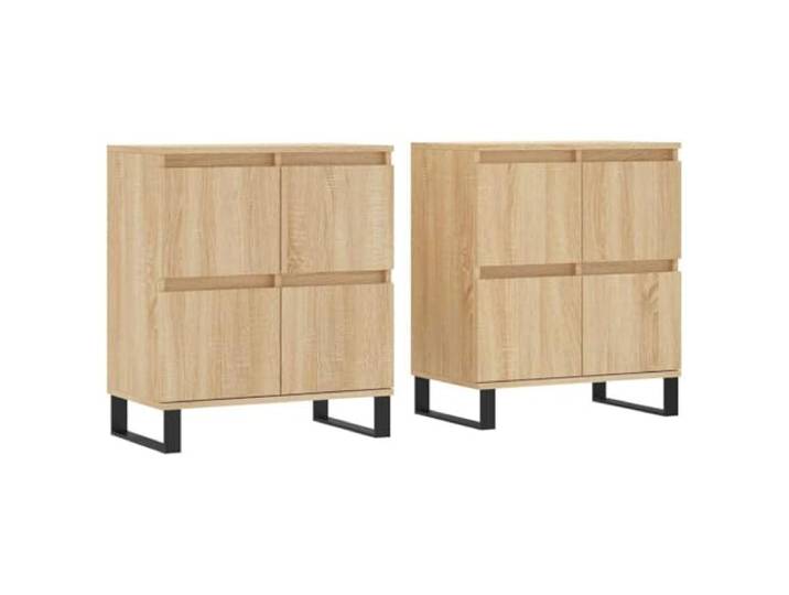 GHVBNMF 2er Set Sideboard Sonoma-Eiche Holzwerkstoff 120x35x70 cm Kommode Funktionale Anrichte fuer Wohnzimmer und Flur mit reichlich Ablageflaeche fuer Dekoration sowie robuster Wandbefestigung.
